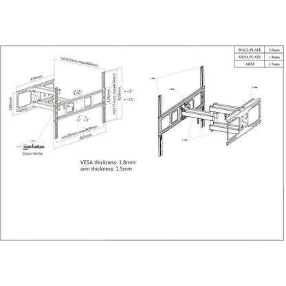 Manhattan 461351 soporte para pantalla plana 177.8 cm (70") Negro
