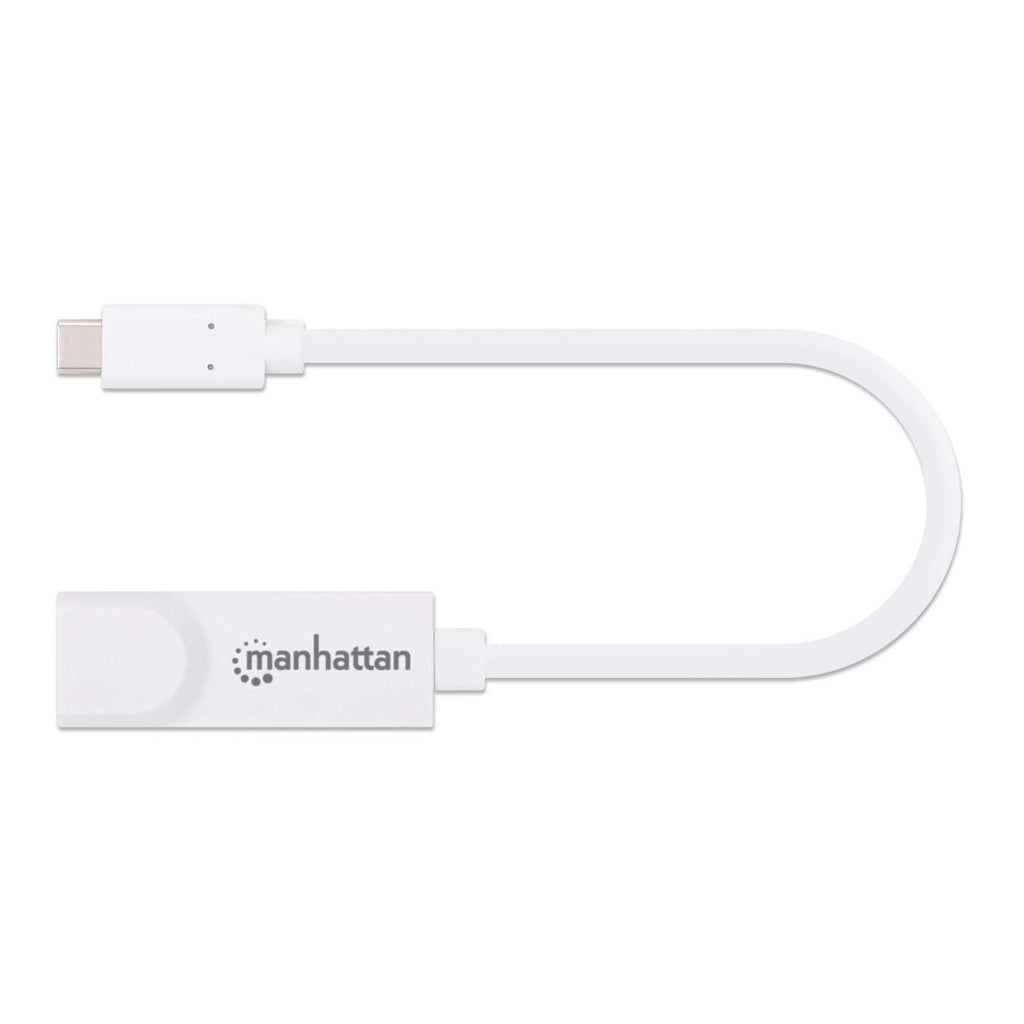 Adaptador Manhattan USB C 3.1 a Red Gigabit 10/100/1000 Mbps Color Blanco