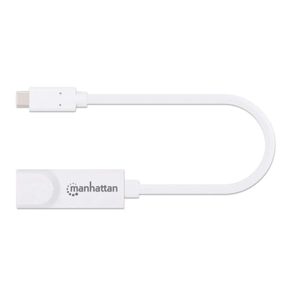 Adaptador Manhattan USB C 3.1 a Red Gigabit 10/100/1000 Mbps Color Blanco