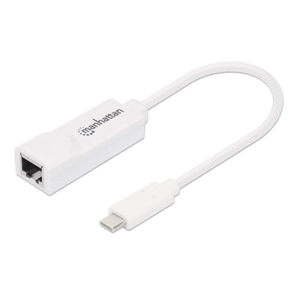 Adaptador Manhattan USB C 3.1 a Red Gigabit 10/100/1000 Mbps Color Blanco