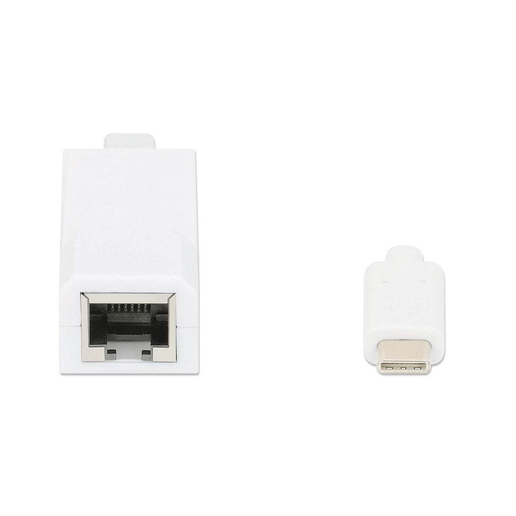 Adaptador Manhattan USB C 3.1 a Red Gigabit 10/100/1000 Mbps Color Blanco