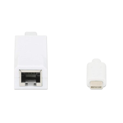 Adaptador Manhattan USB C 3.1 a Red Gigabit 10/100/1000 Mbps Color Blanco