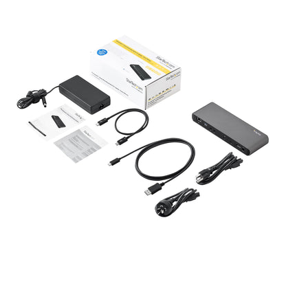 StarTech.com TB3DK2DPPD base para laptop o replicador de puertos Alámbrico USB 3.2 Gen 1 (3.1 Gen 1) Type-C Negro, Gris