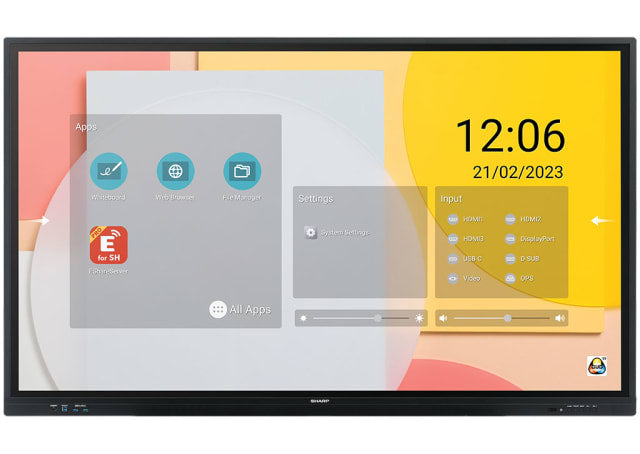 Sharp 86 LED LCD, UHD, 400NITS, HDMI X3, USB-C X1, OPS EXPANSION SLOT, FULL EXTERNAL C Pantalla plana de señalización digital 2.18 m (86") Wifi 450 cd / m² 4K Ultra HD Negro Pantalla táctil Procesador incorporado Android 11 16/7