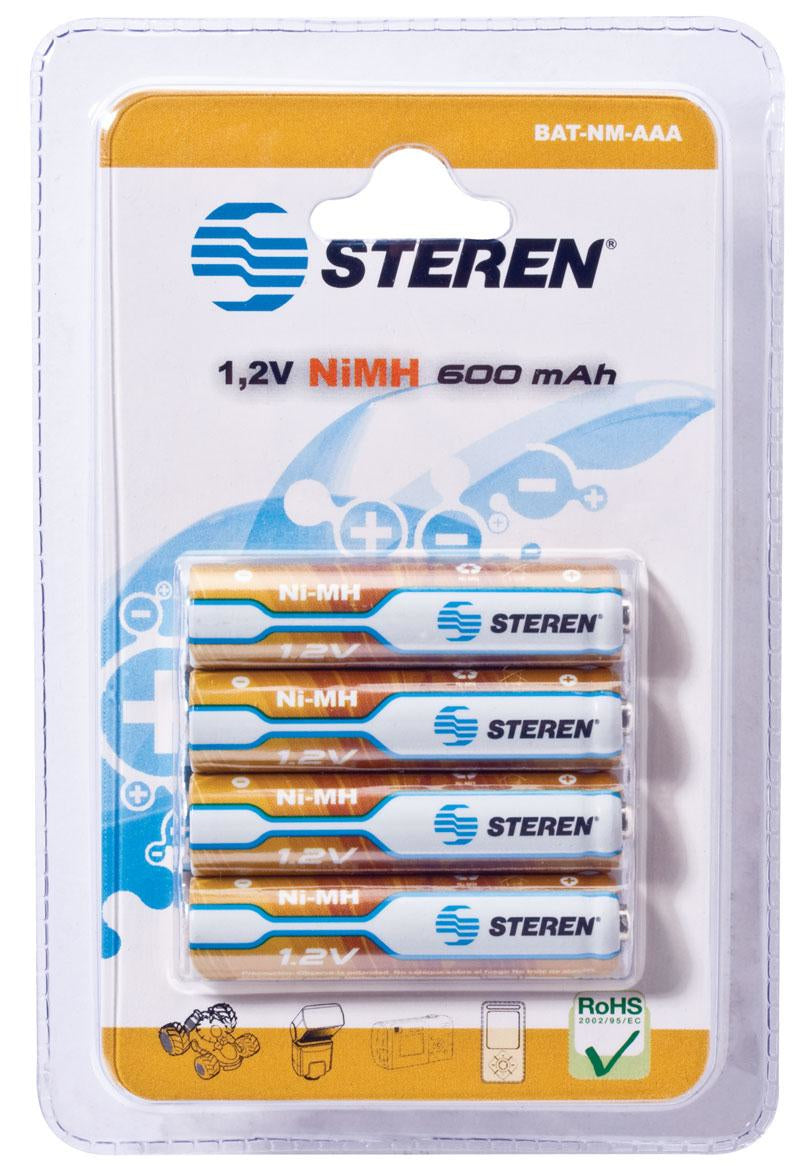 Pilas Recargables Steren "AAA" NiMH 600 mAh Paquete C/4
