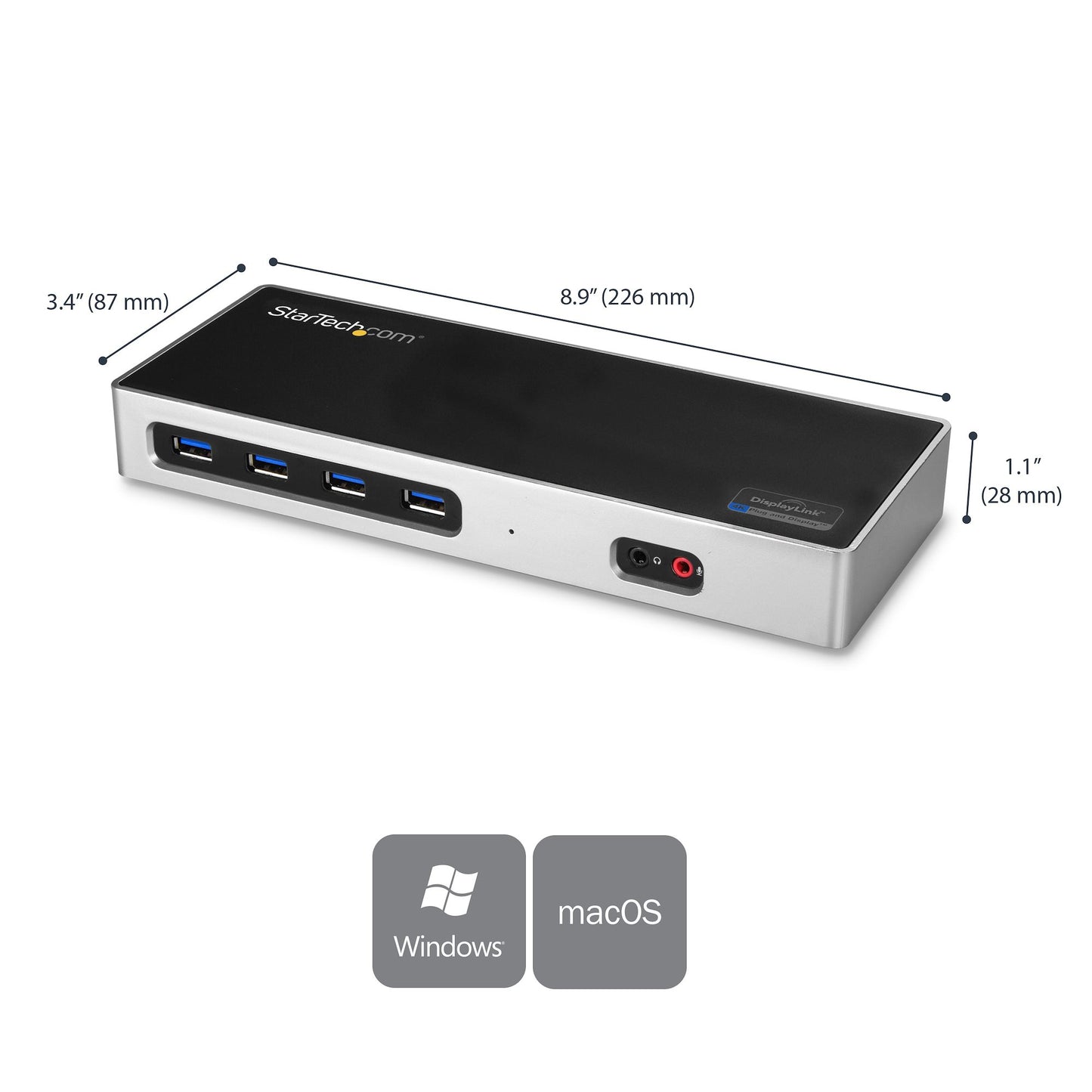 StarTech.com DK30A2DH base para laptop o replicador de puertos Alámbrico USB 3.2 Gen 1 (3.1 Gen 1) Type-C Negro, Plata