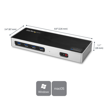 StarTech.com DK30A2DH base para laptop o replicador de puertos Alámbrico USB 3.2 Gen 1 (3.1 Gen 1) Type-C Negro, Plata