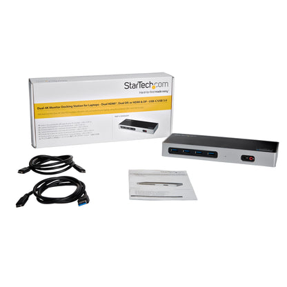 StarTech.com DK30A2DH base para laptop o replicador de puertos Alámbrico USB 3.2 Gen 1 (3.1 Gen 1) Type-C Negro, Plata