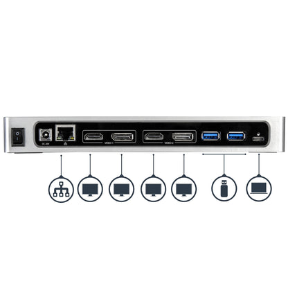 StarTech.com DK30A2DH base para laptop o replicador de puertos Alámbrico USB 3.2 Gen 1 (3.1 Gen 1) Type-C Negro, Plata