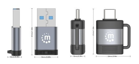 Adaptador Manhattan USB-C V3.2  Gen1 A-C y C-A 2 pzas