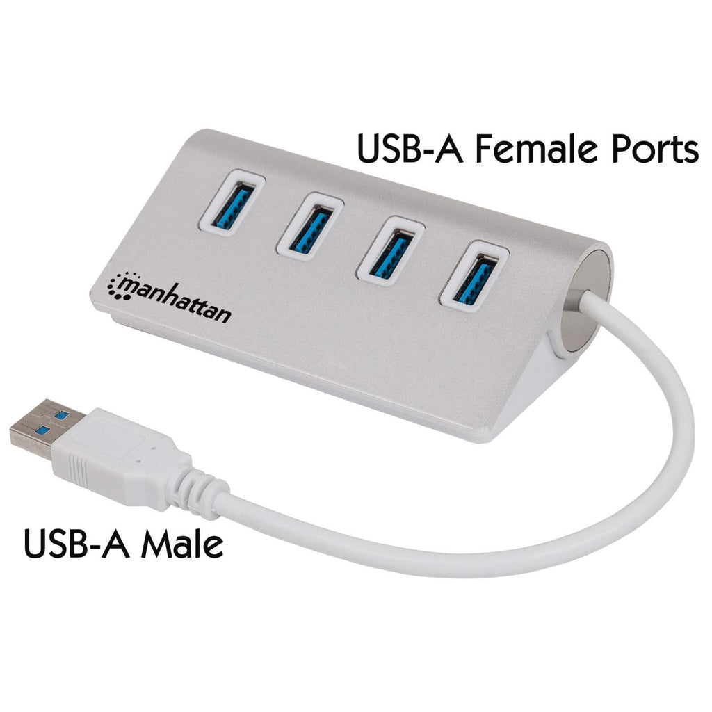 Hub Manhattan USB 3.0 Superspeed 4 Puertos Color Aluminio