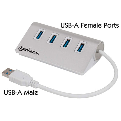 Hub Manhattan USB 3.0 Superspeed 4 Puertos Color Aluminio