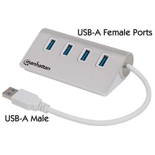 Hub Manhattan USB 3.0 Superspeed 4 Puertos Color Aluminio