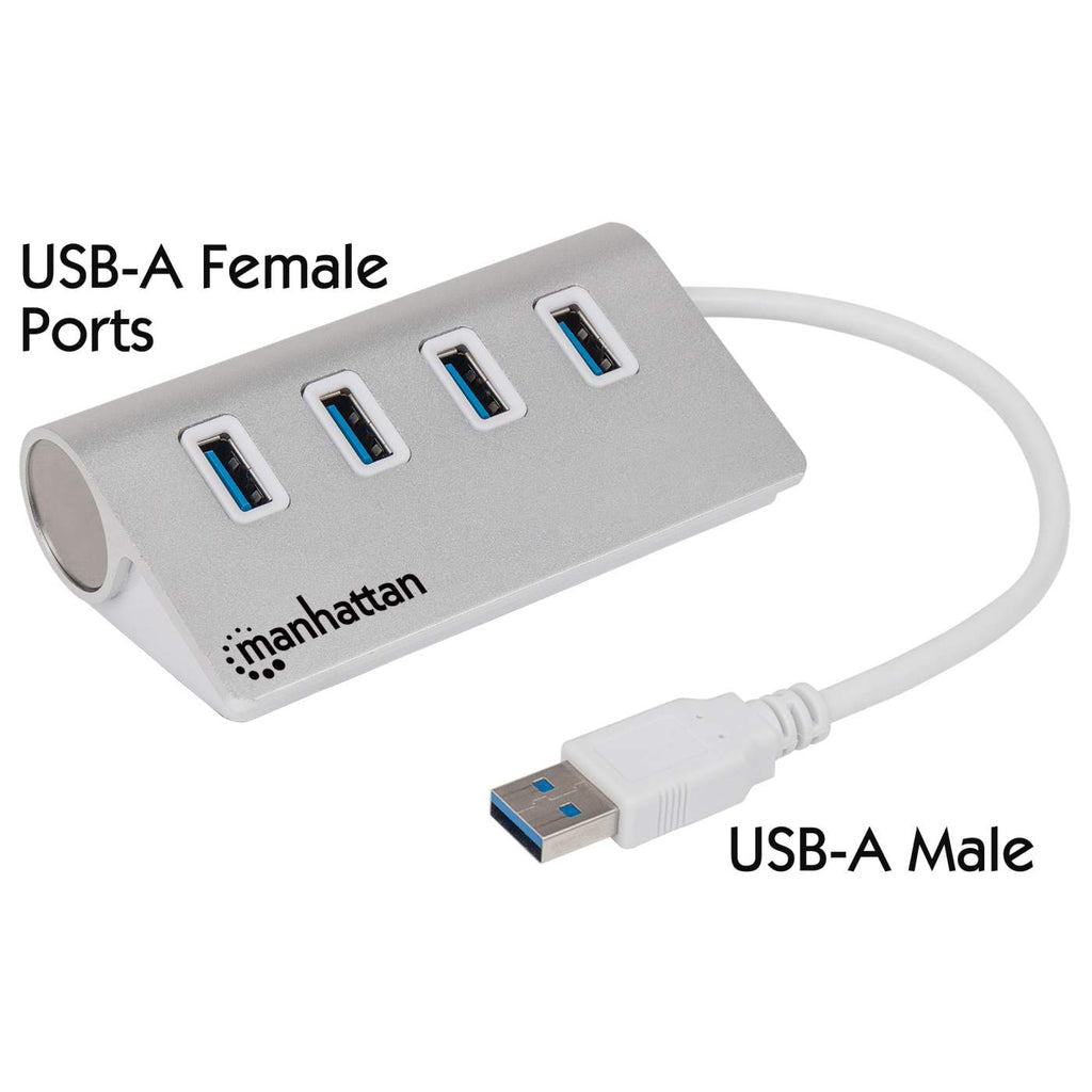 Hub Manhattan USB 3.0 Superspeed 4 Puertos Color Aluminio