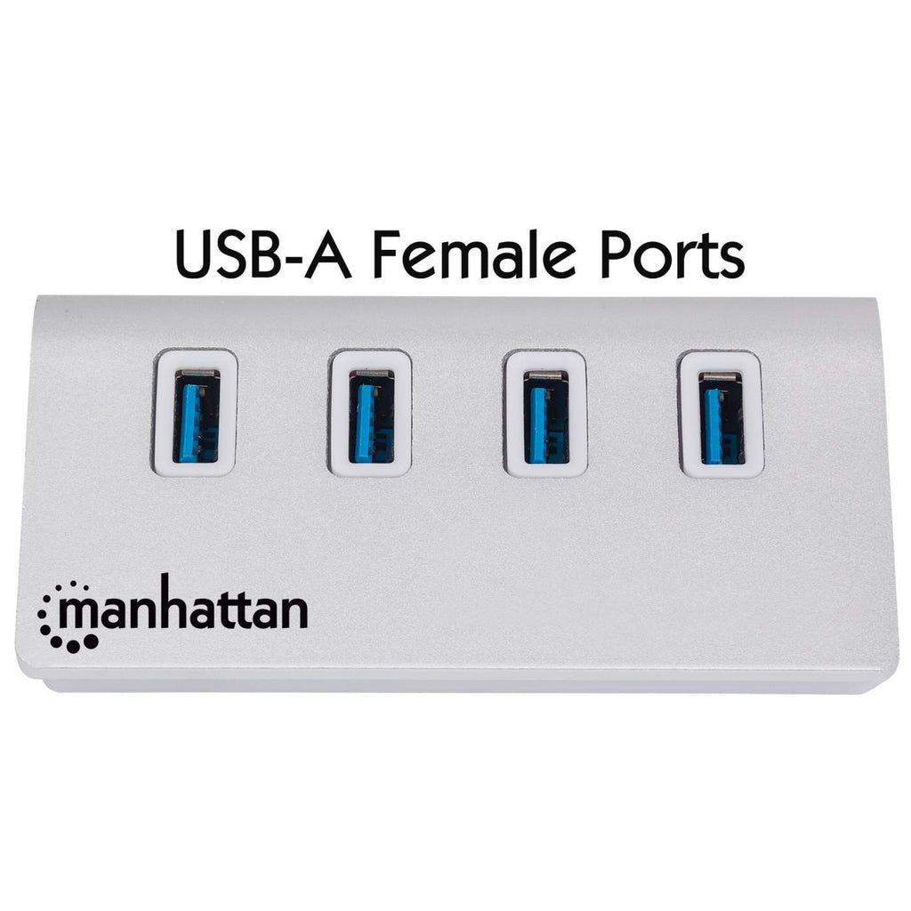 Hub Manhattan USB 3.0 Superspeed 4 Puertos Color Aluminio