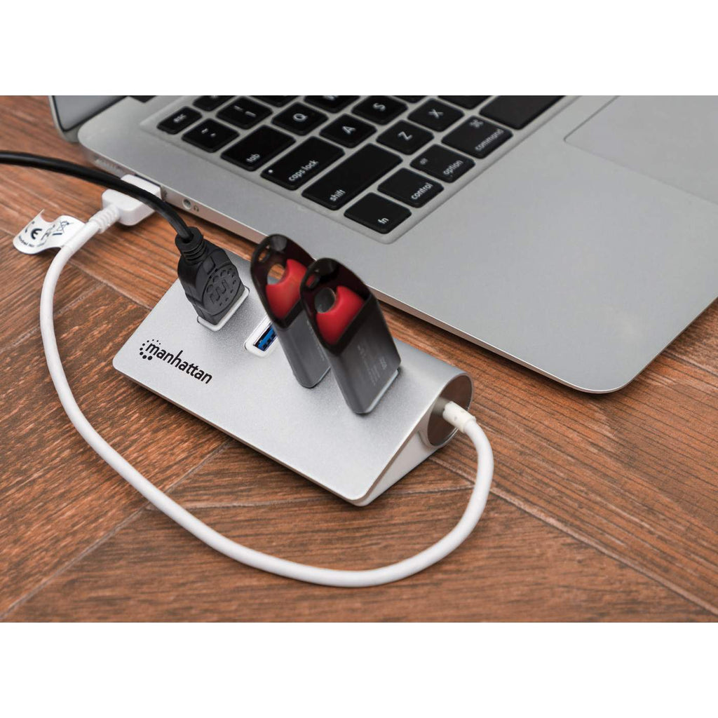 Hub Manhattan USB 3.0 Superspeed 4 Puertos Color Aluminio