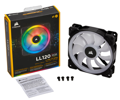 Ventilador para Gabinete Corsair LL120 RGB 120mm Dual Light LED RGB 600-1500RPM Negro