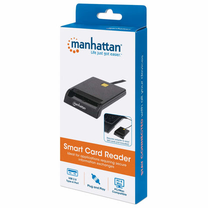 Lector Tarjetas Manhattan Inteligente USB por Contacto Externo Color Negro