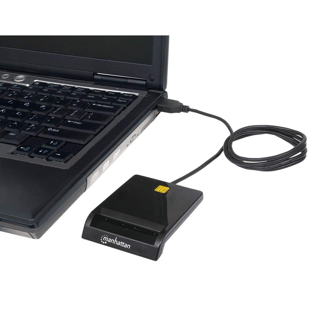 Lector Tarjetas Manhattan Inteligente USB por Contacto Externo Color Negro