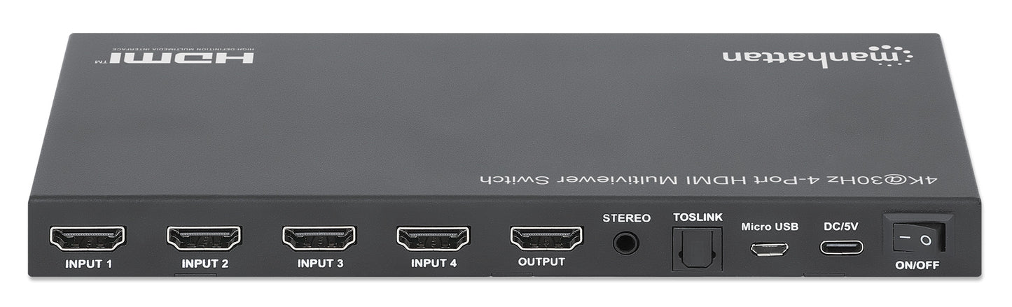 Switch multiviewer HDMI Manhattan de 4 puertos 4K