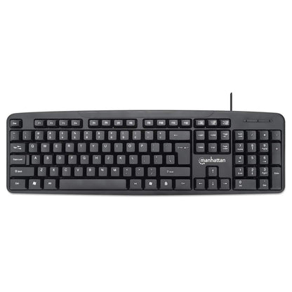 Kit Teclado y Mouse Manhattan Óptico Cableado 1000 ppp Color Negro