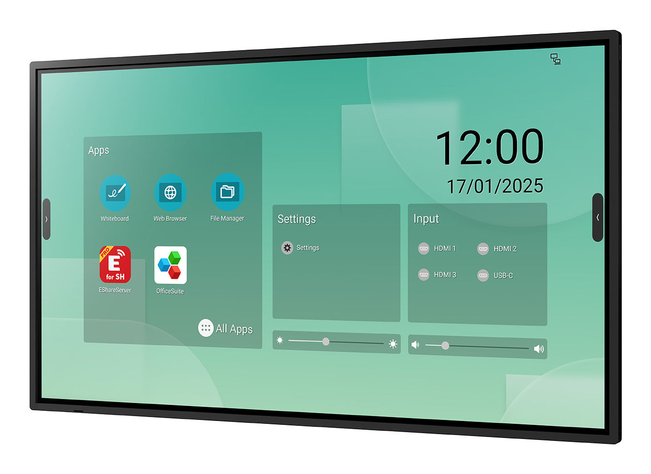 Sharp LM551 Panel plano interactivo 139.7 cm (55") LED Wifi 500 cd / m² 4K Ultra HD Negro Pantalla táctil Procesador incorporado Android 14 18/7