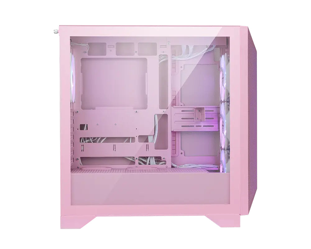 Gabinete MSI MPG GUNGNIR 212R PZ PINK Torre Media ATX 4 Ventiladores RGB Vidrio Templado Rosa