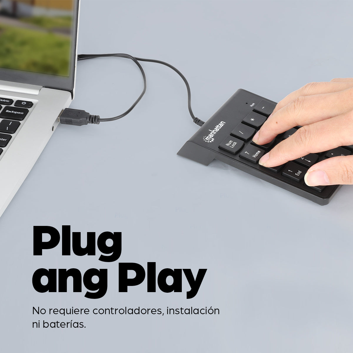 Teclado Numérico Manhattan Alámbrico USB 18 Teclas Color Negro
