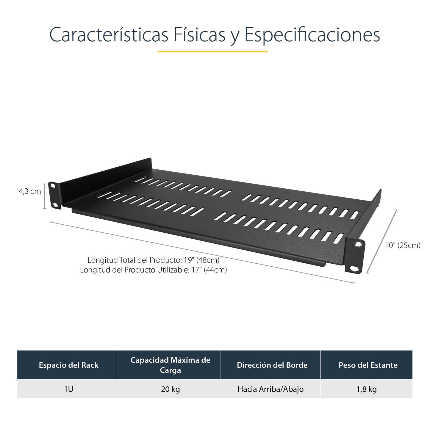 StarTech.com CABSHELFV1U accesorio para rack Repisa de estante