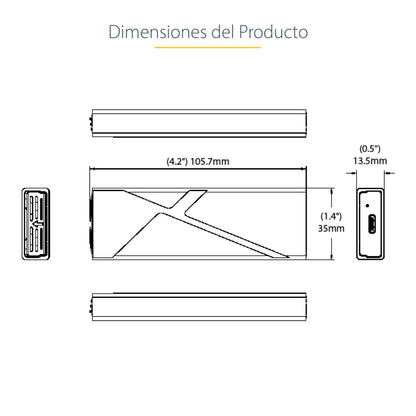 StarTech.com M2-USB-C-NVME-SATA caja para disco duro externo Carcasa para SSD Gris
