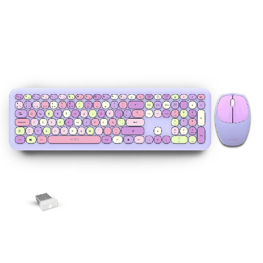Kit Teclado y Mouse Acteck Creator Chic Colors MK475 Inalámbrico 2xBaterías AAA Incluidas Color Morado