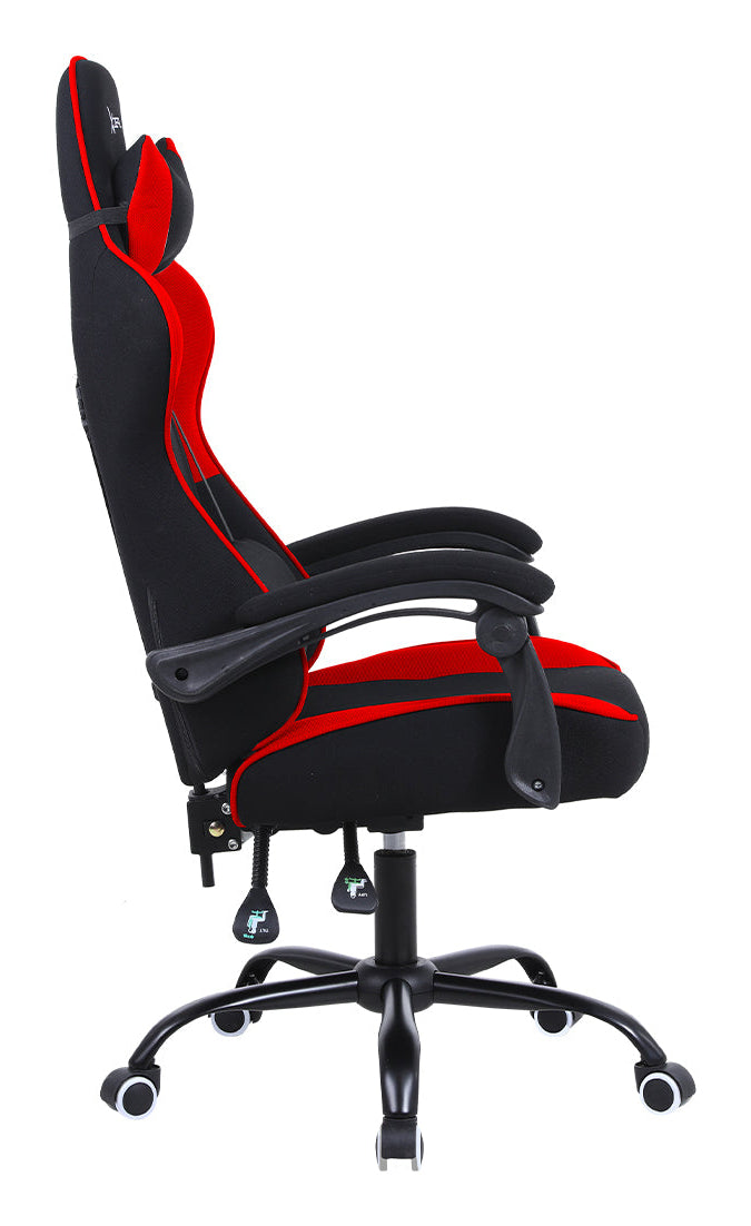 Silla Gamer Xzeal XZ20 Tela Foam Reclinable 140° Base Metal Piston Clase 3 115Kgs Brazos Fijos Negro-Rojo