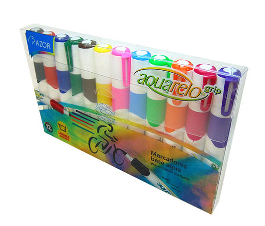 Marcador Aquarelo Grip Colores Surtidos Estuche C/12 Pzas
