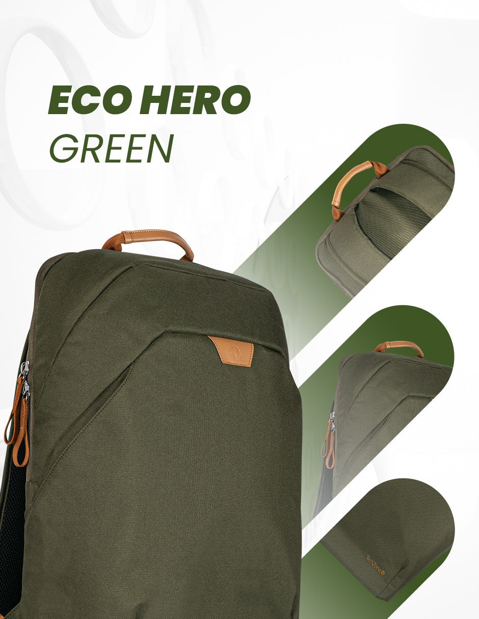 TechZone TZLBP56W-V mochila City backpack Verde Tereftalato de polietileno reciclado (rPET)