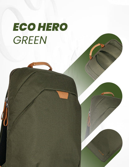 TechZone TZLBP56W-V mochila City backpack Verde Tereftalato de polietileno reciclado (rPET)