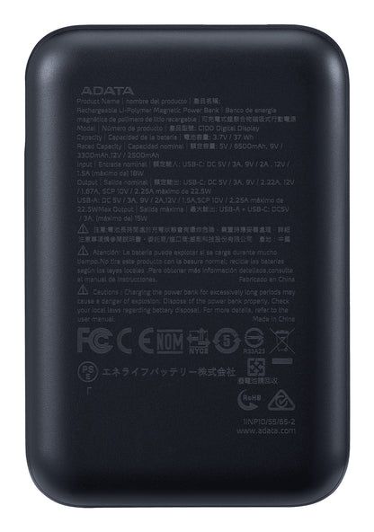 Power Bank Adata 10000mAh Digital PC10022 Negro