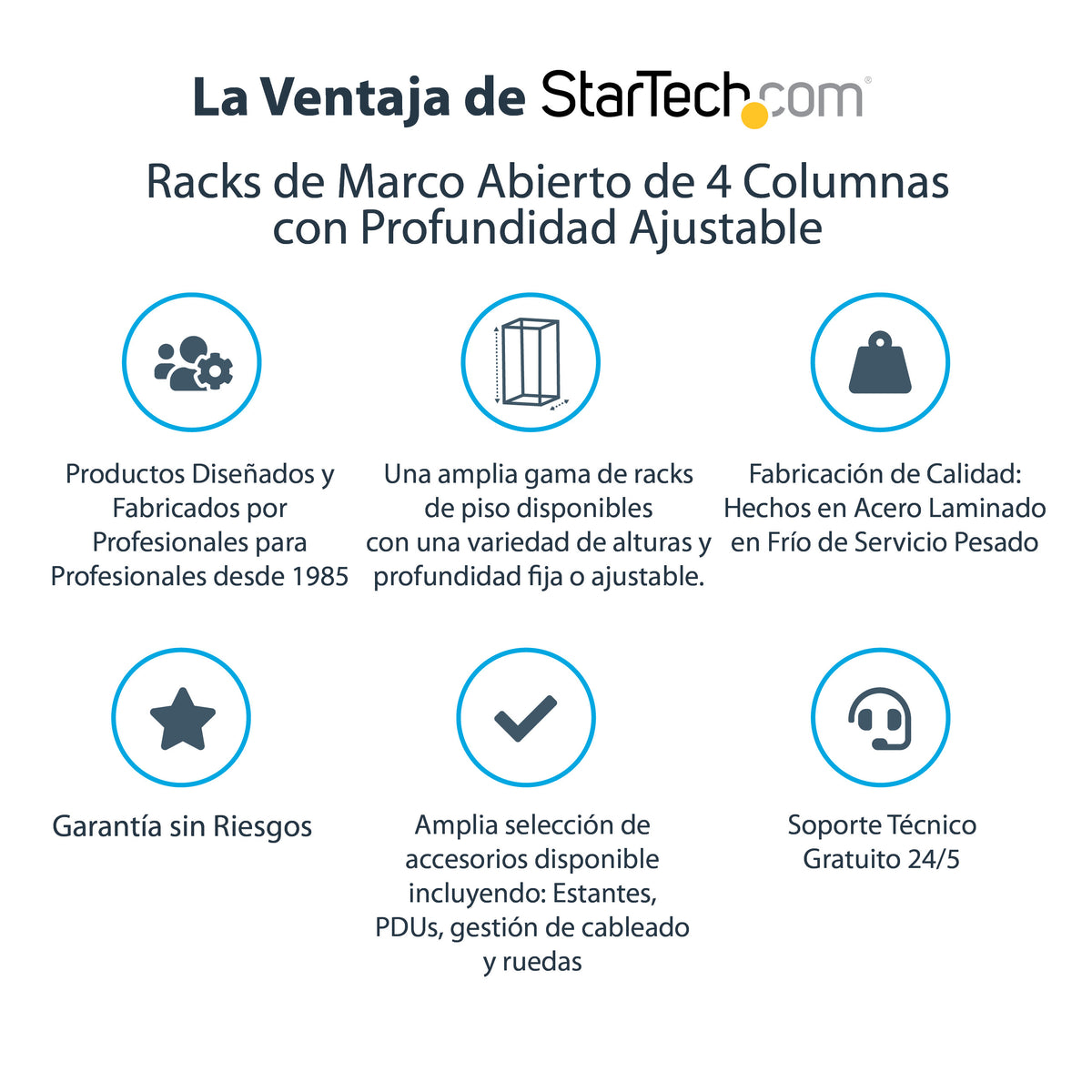 StarTech.com 4POSTRACK25U armario rack Rack o bastidor independiente Negro