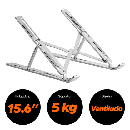 Soporte laptop Manhattan p/Escritorio de posiciones aluminio Premium