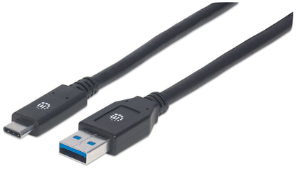 Cable Manhattan USB A-C 3.1 Súper Velocidad 3m Color Negro