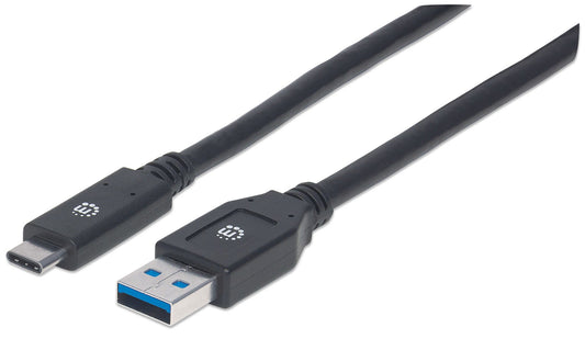 Cable Manhattan USB A-C 3.1 Súper Velocidad 3m Color Negro