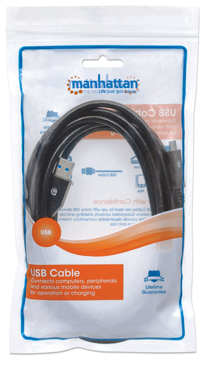 Cable Manhattan USB A-C 3.1 Súper Velocidad 3m Color Negro