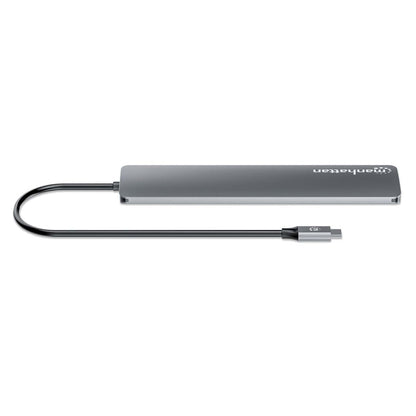 Manhattan 181167 base para laptop o replicador de puertos Alámbrico USB 3.2 Gen 2 (3.1 Gen 2) Type-C Gris