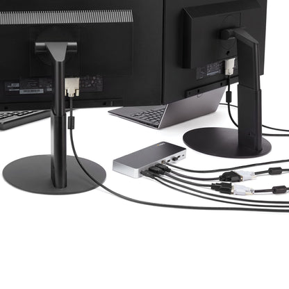 StarTech.com MST30C2HHPD base para laptop o replicador de puertos Alámbrico USB 3.2 Gen 1 (3.1 Gen 1) Type-C Negro, Plata