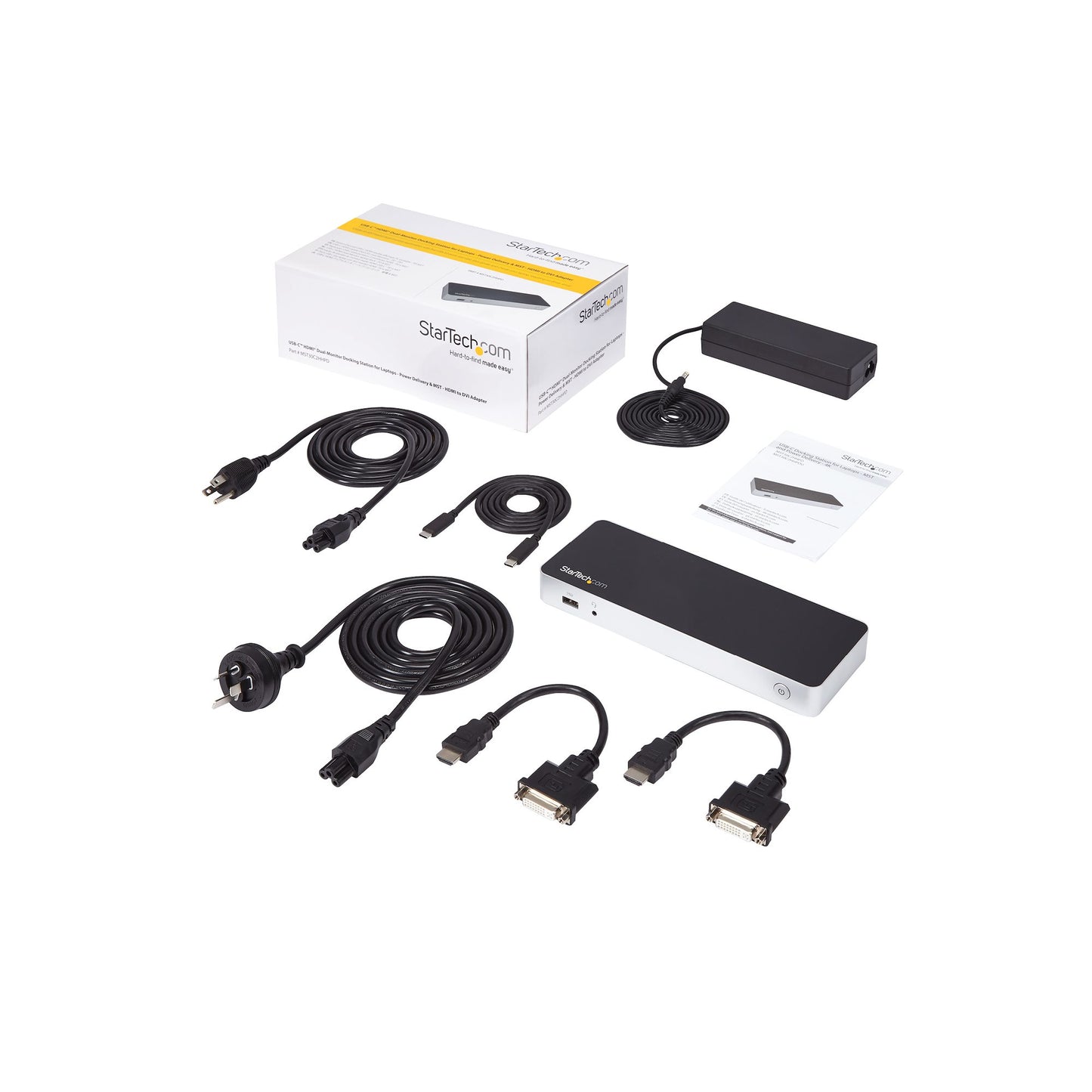 StarTech.com MST30C2HHPD base para laptop o replicador de puertos Alámbrico USB 3.2 Gen 1 (3.1 Gen 1) Type-C Negro, Plata