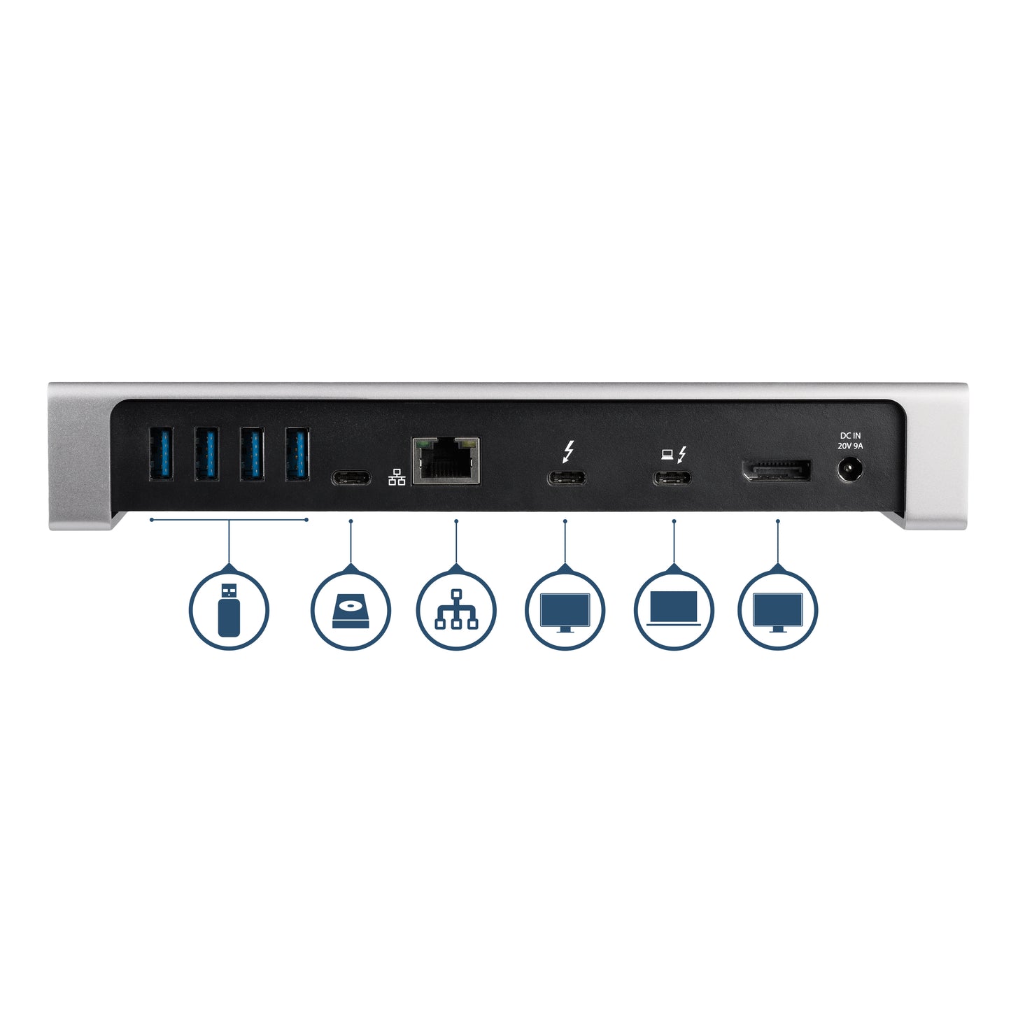 StarTech.com TB3DOCK2DPPD base para laptop o replicador de puertos Alámbrico USB 3.2 Gen 1 (3.1 Gen 1) Type-C Negro