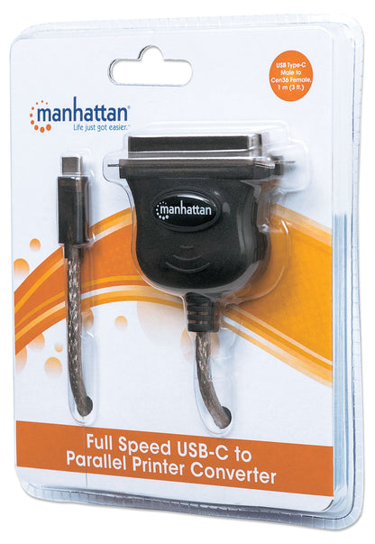 Convertidor Manhattan para Impresora USB-C Full Speed a Paralelo Cen36 1m Color Negro