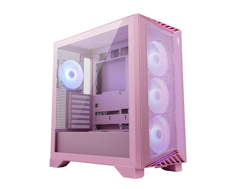 Gabinete MSI MPG GUNGNIR 212R PZ PINK Torre Media ATX 4 Ventiladores RGB Vidrio Templado Rosa