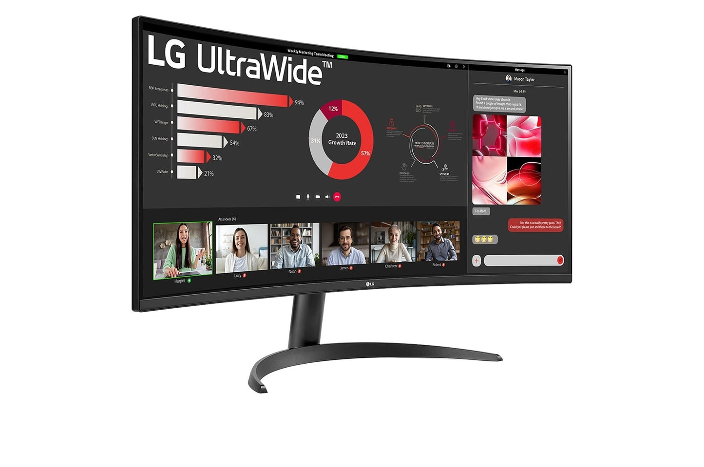LG 34WR50QK-B monitor de computadora 86.4 cm (34") 3440 x 1440 Pixeles Wide Quad HD Negro