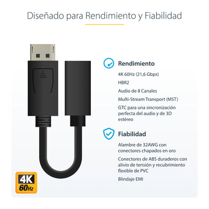 StarTech.com DP2MDPMF6IN cable DisplayPort 0.152 m Negro