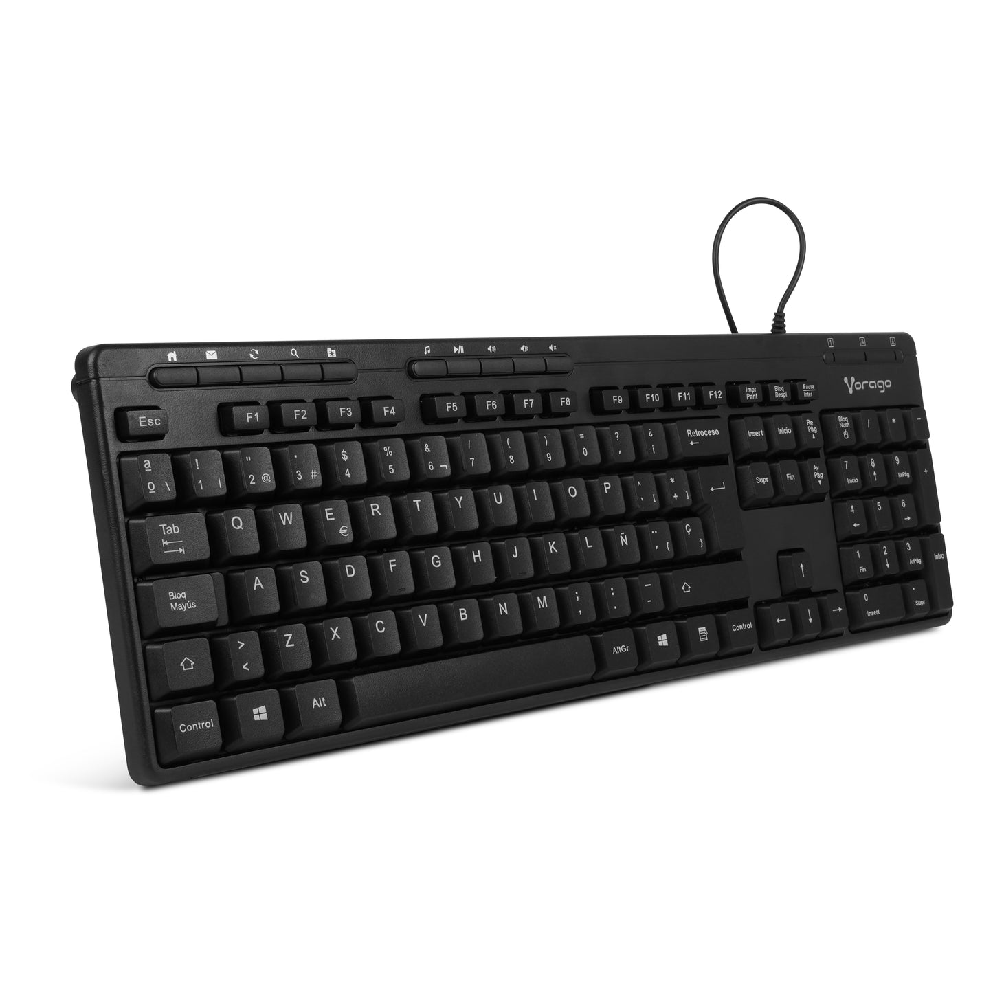 Teclado Vorago KB-202 Multimedia USB Color Negro